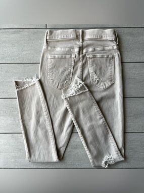 MOTHER Denim Jean Stunner Zip Ankle Step Fray 25 Sexy Just Walked Into Town Sand